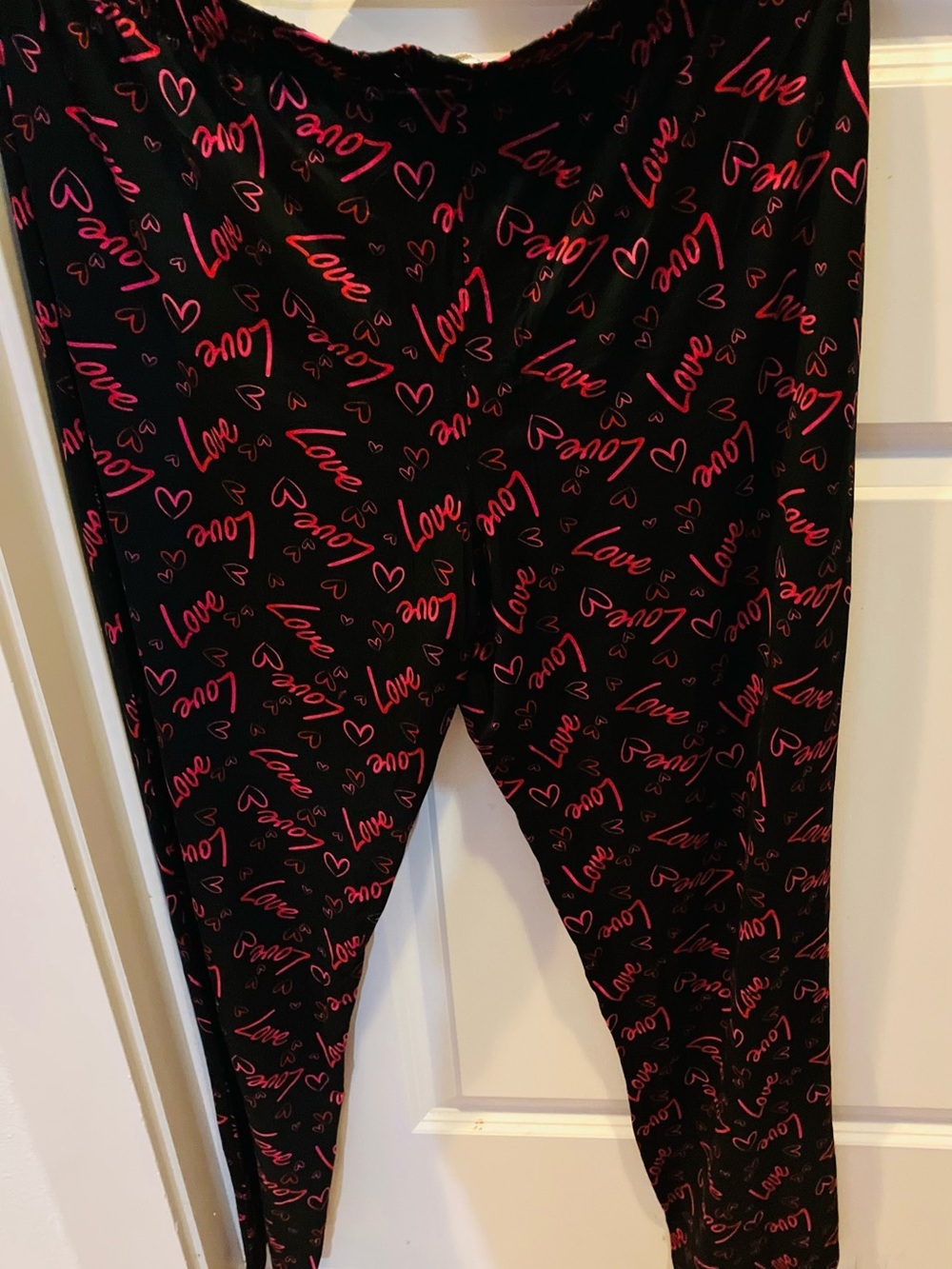 Black Pajamas with Pink "Love" Script and Hearts